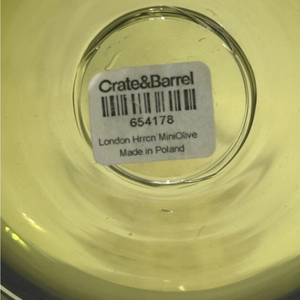 Crate&Barrel London Mini Hurricane Candle Holder Olive Green Glass Pedestal 5.5T - Picture 12 of 13